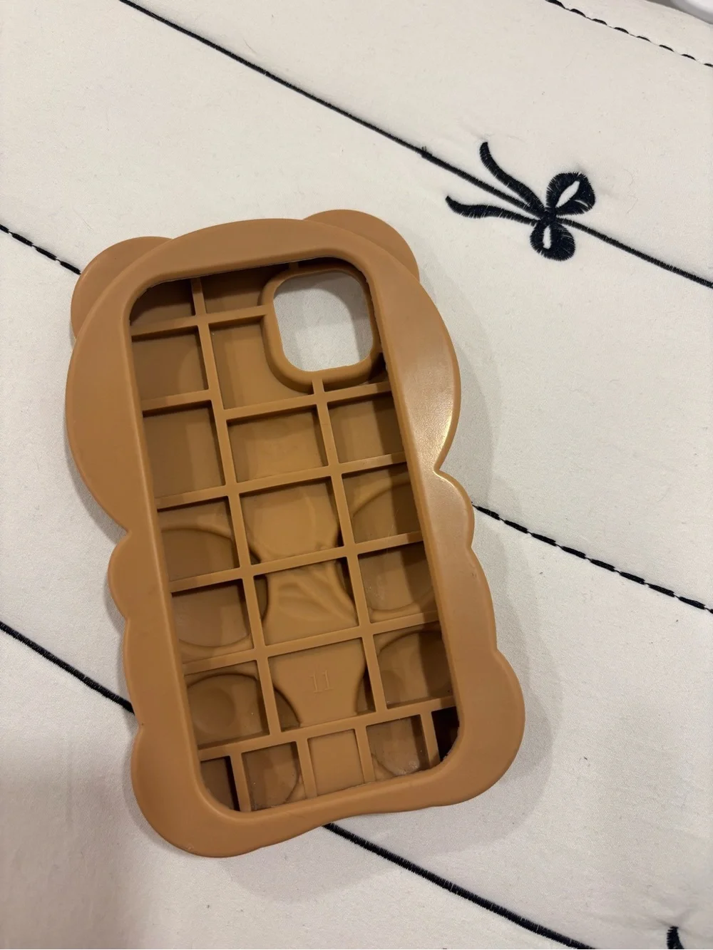 Brown Bear Phone Case with Heart & Flower Details (compatible with i phone 11)